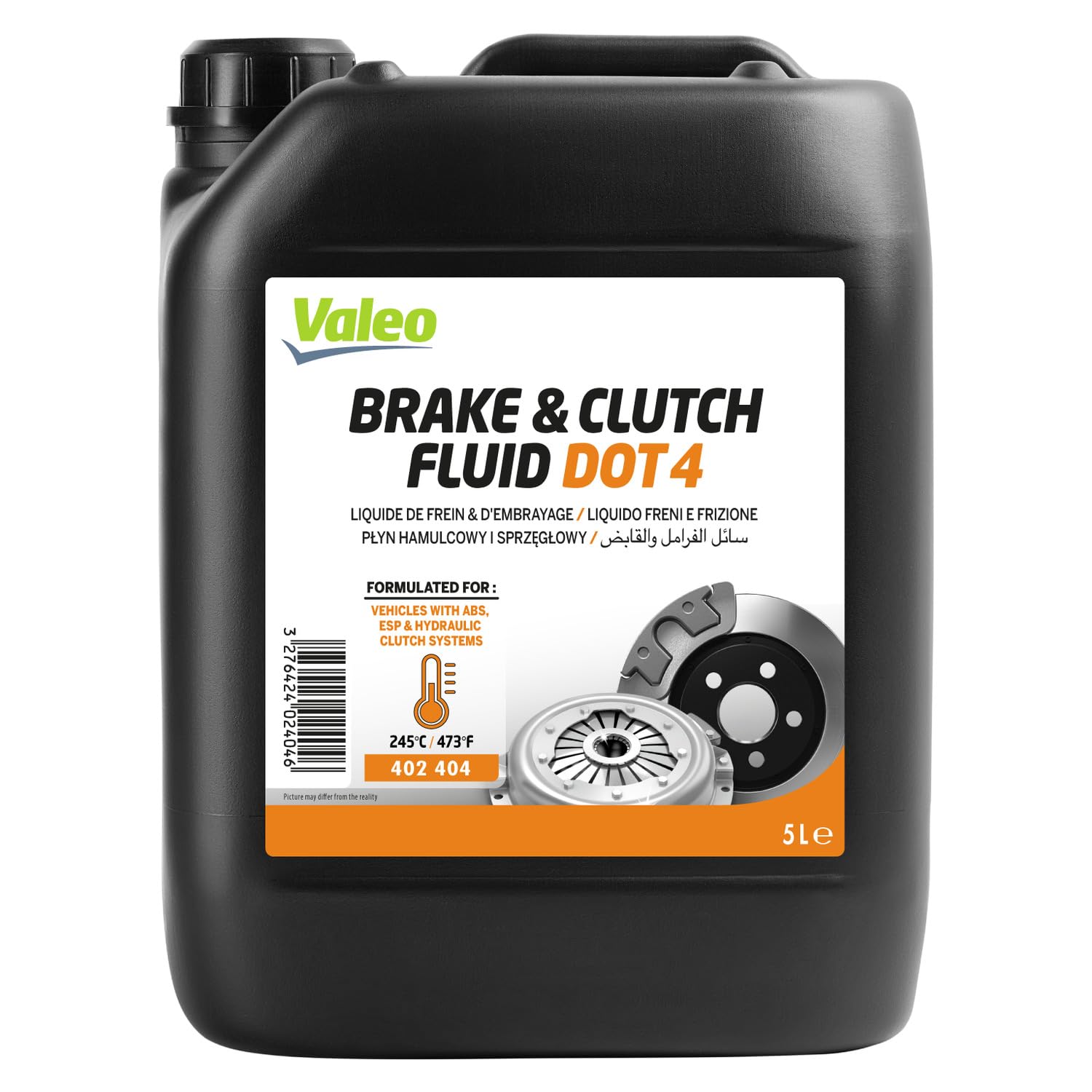Valeo BRAKE SYSTEMS Brake Fluid 402404, DOT specification: DOT 4, Content [litre]: 5, Packing Type: Canister