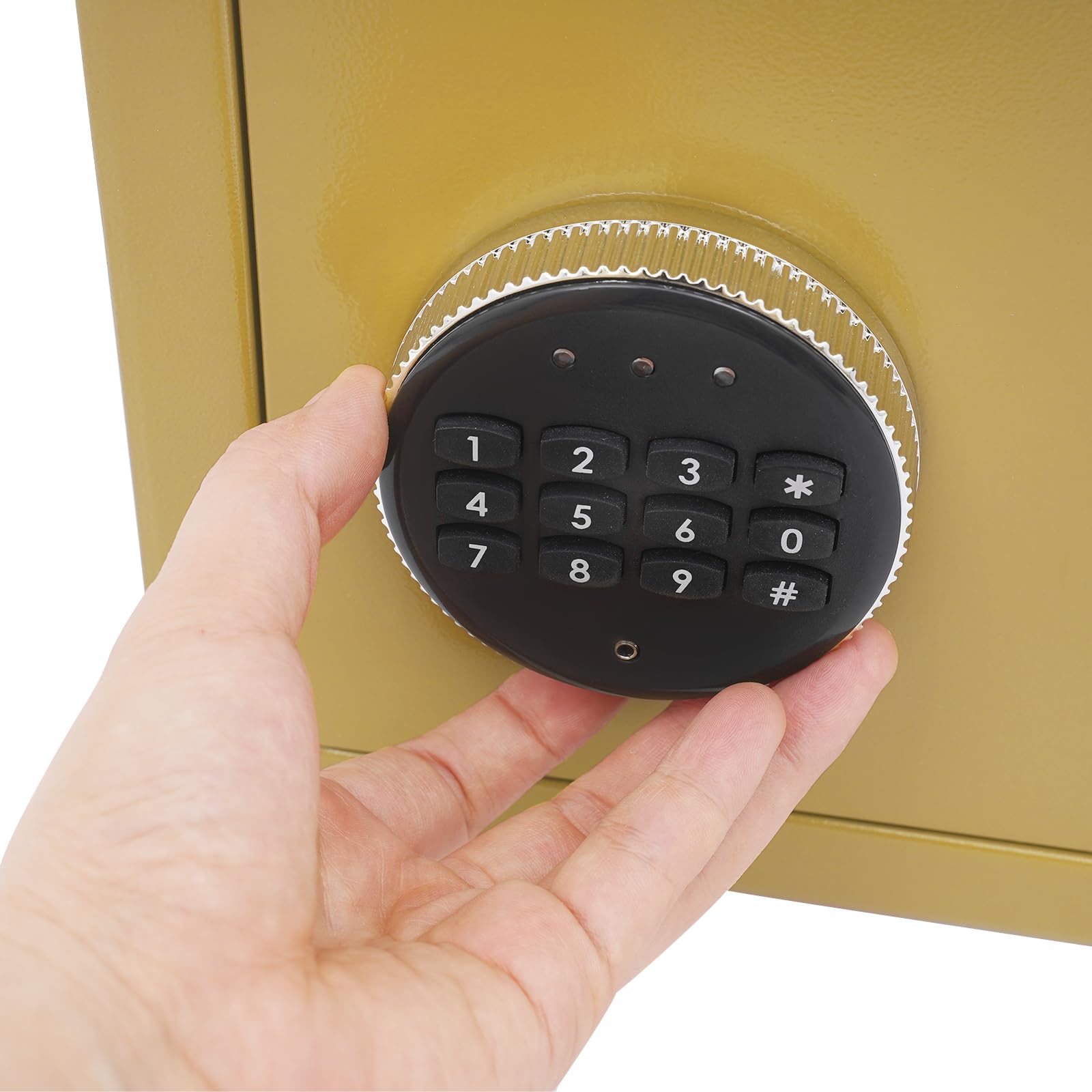 Cassaforte elettronica 3 in 1 con serratura a combinazione e funzione di allarme, sistema di sicurezza tripla con password, chiave di emergenza e bullone di bloccaggio, per casa, ufficio e hotel (oro)