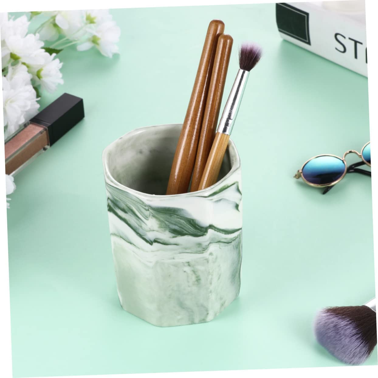 Porte-stylo Pot à crayons Fournitures de bureau Organisateur de stockage Porte-conteneurs Bureau Nordique Gris Fournitures Tasse de bureau Conteneur de stylo en céramique Bureau Cas d'école Décoration