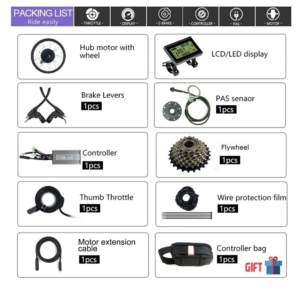 Amazon | 電動自転車改造キット、36V / 48V 500Wモーター、ブラシレス