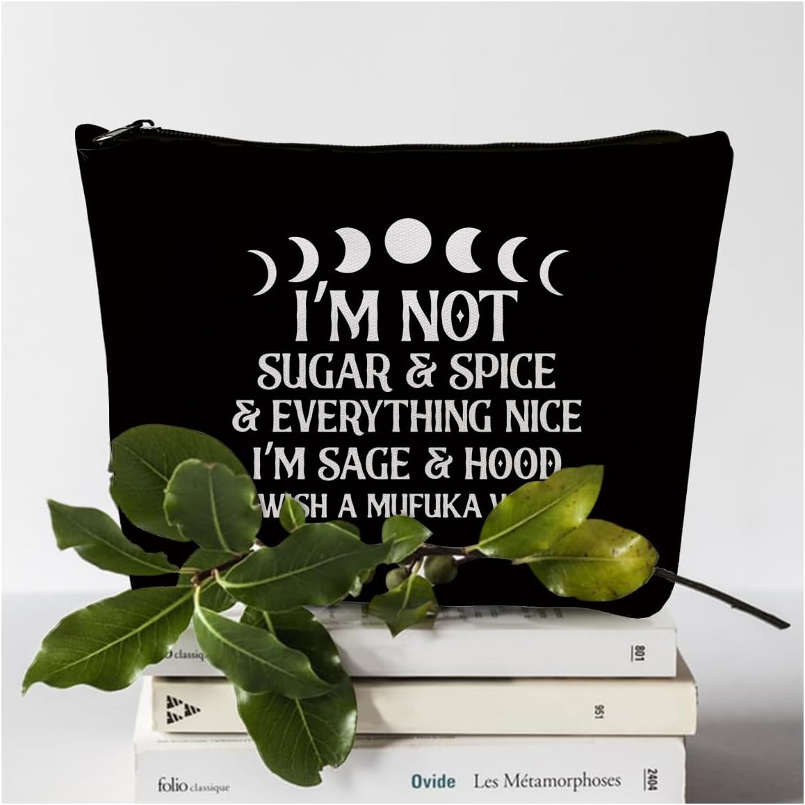 gfuhlre Moon Phase Witch Gifts Stuff Makeup Bag Travel Toiletry Bag Funny Witchcraft Bag Meditation Gifts for Witchcraft Women Birthday Halloween I'm Not Sugar Spice - Image 4