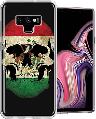 Mundaze - Funda para Samsung Galaxy Note 9 con diseño de calavera y bandera de México, delgada, híbrida, a prueba de golpes, carcasa rígida de TPU