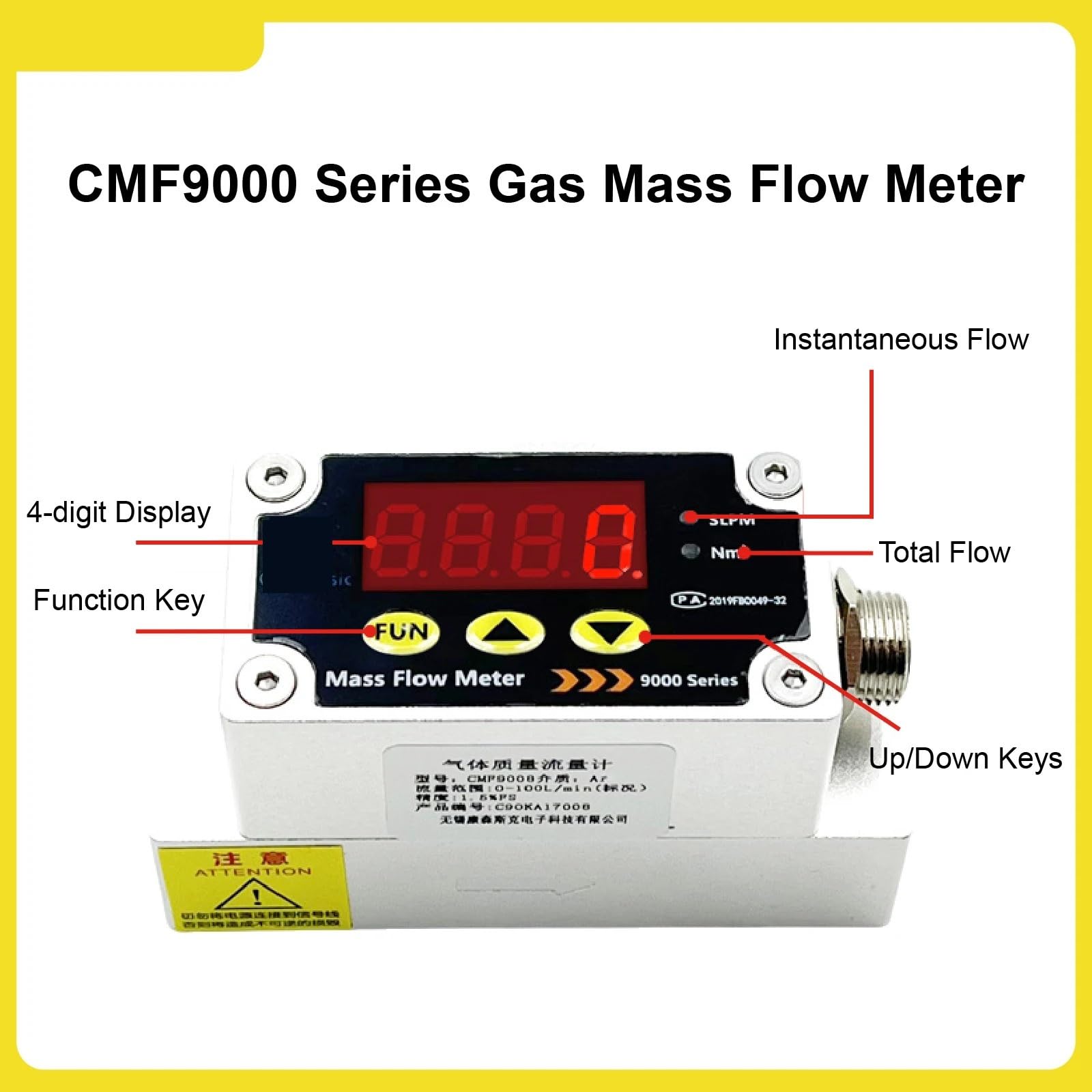 CMF9002 cyfrowy termiczny przepływomierz masowy do powietrza, tlenu, azotu, gazu RS485 wyjście analogowe 4-20mA 1-5V czujnik(CMF9002-100)