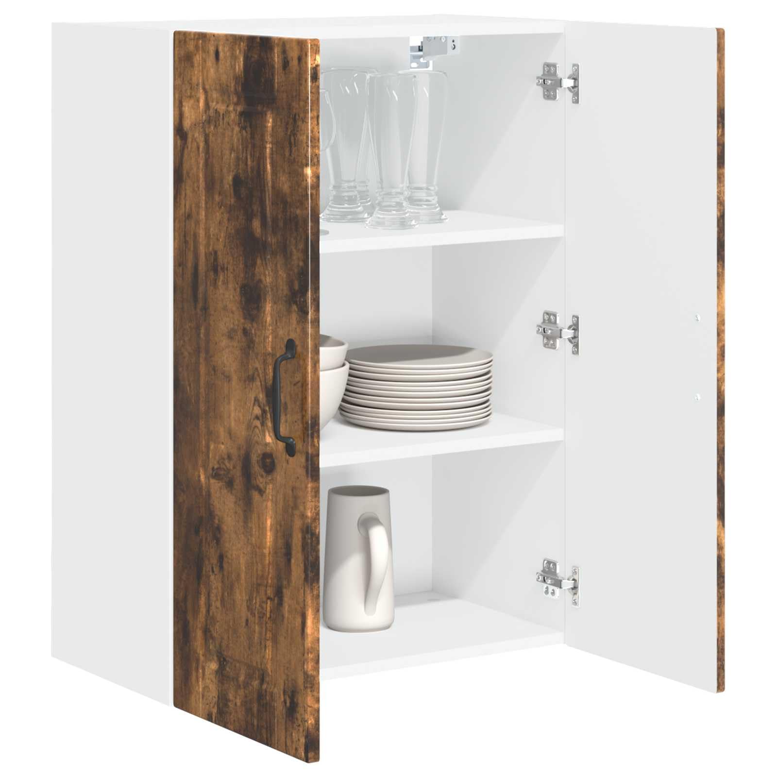 vidaXL Wall Cabinet PORTO Smoked Oak 60 x 31 x 80 cm Engineered Wood