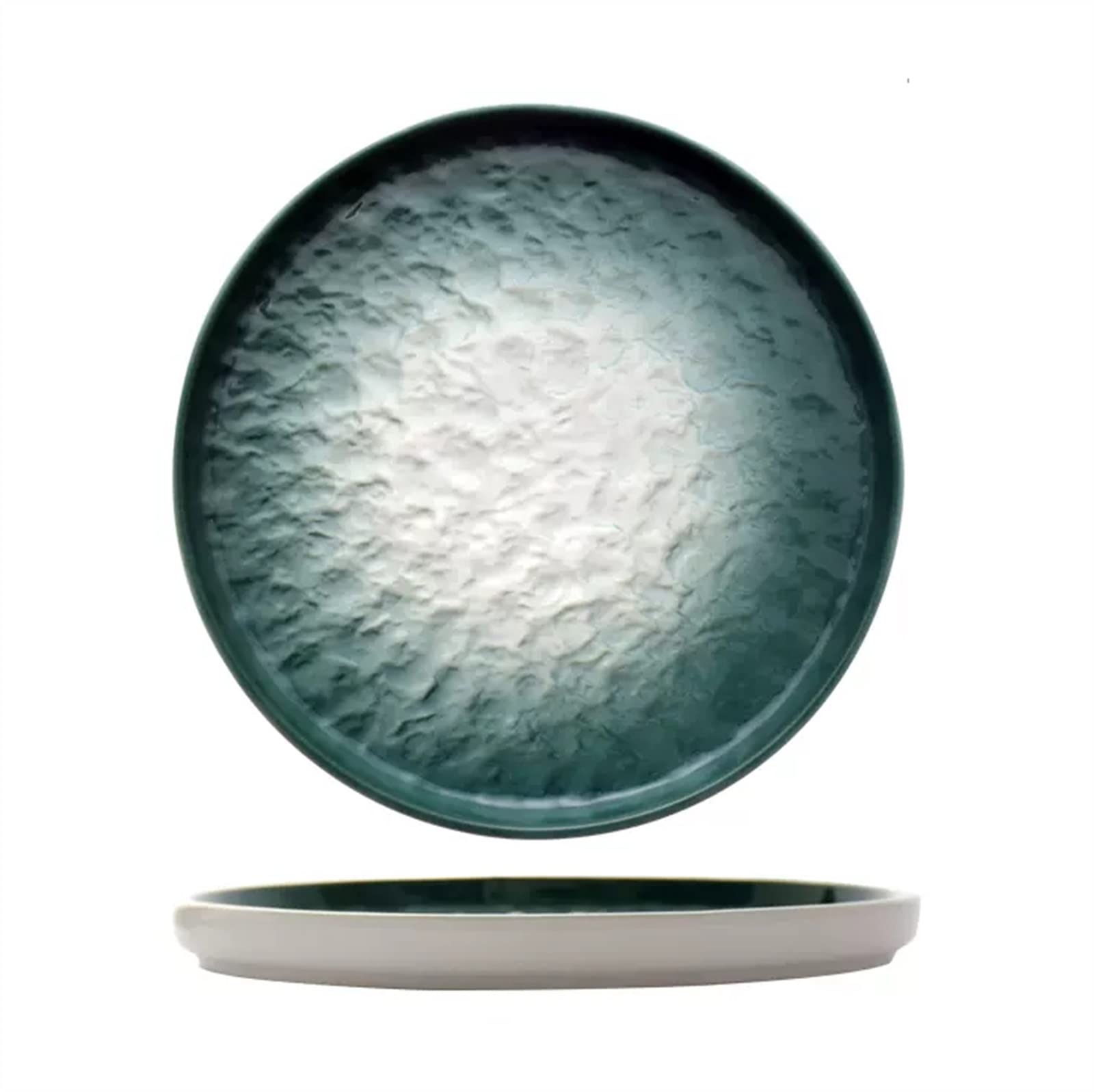 Talerze Obiadowe Stopniowy zielony talerz Domowy ceramiczny do jadalni Wzór z kamieniem Płaski obiadowy Talerz deserowy Kuchnia Restauracja Prosty płaski Głęboki