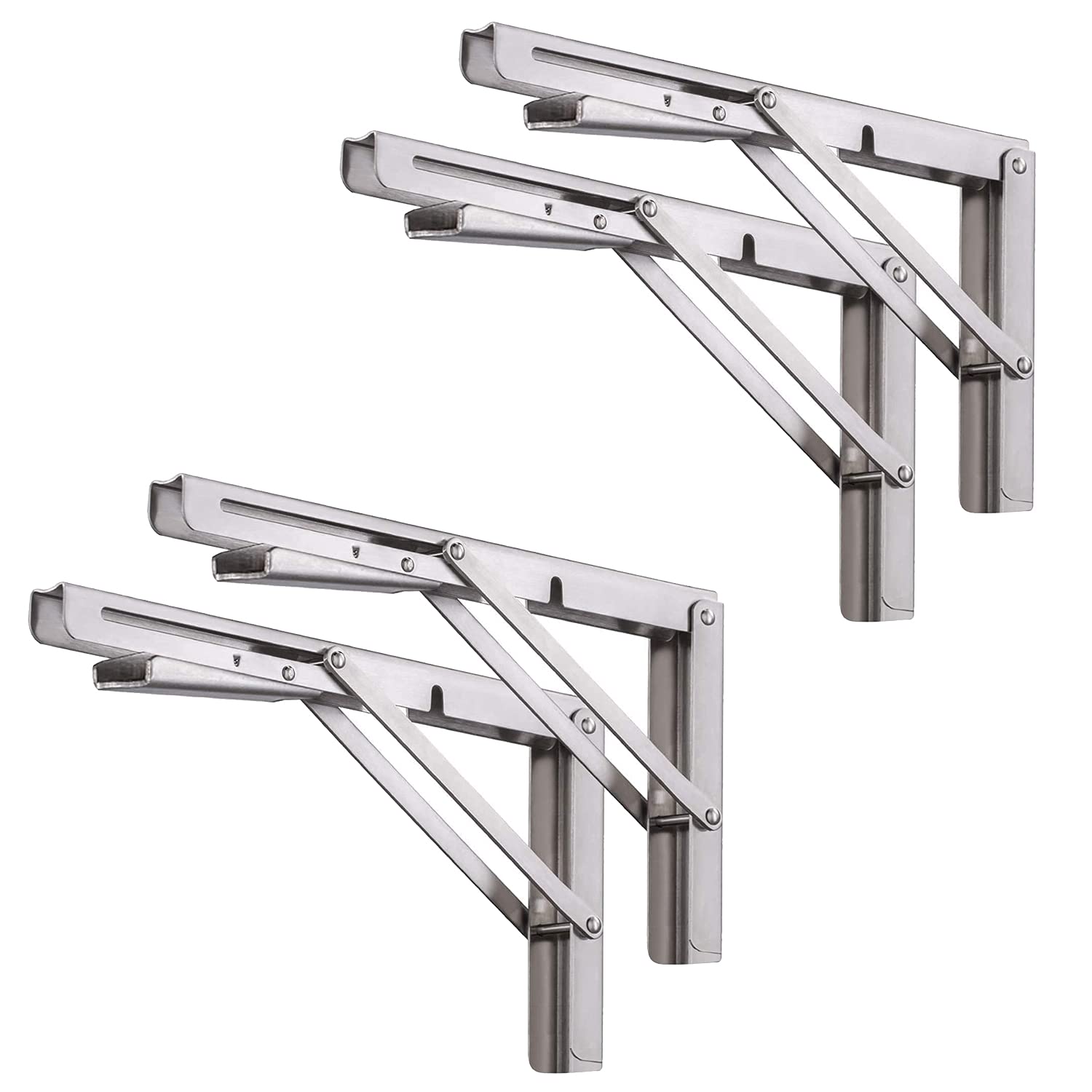Buy 4 Pack 12 Inch Triangle Folding Shelf Bracket, Stainless Steel