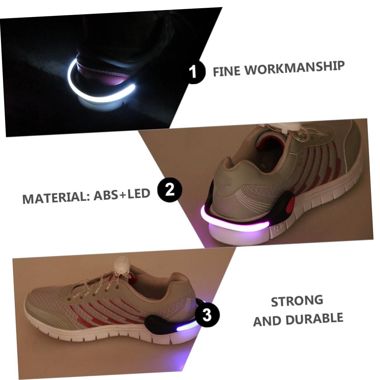 Gogogmee Adjustable Running Lights 2 Pack Shoe Clip Lights Night Running Safety for Runners Cyclists Waterproof Weatherproof