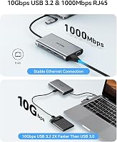 RayCue 9 az 1-ben USB-C/USB-A Dokkoló, Kettős/Hármas Monitor Támogatással, 2 HDMI, VGA, 10Gbps USB 3.1, Gigabit Ethernet, MacBook és Windows 5