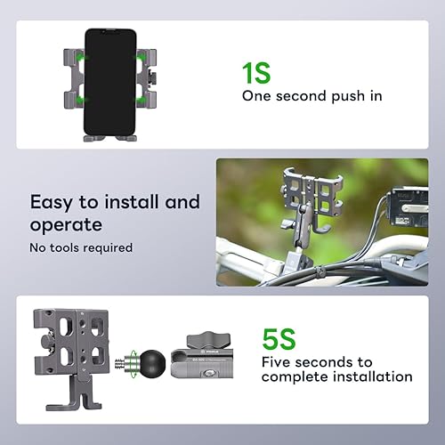 Miniatura 6 de FANAUE Soporte de teléfono para motocicleta con cabeza de bola de 0.67 pulgadas, soporte de teléfono para bicicleta Garmin GPS Soporte de 0.669 in