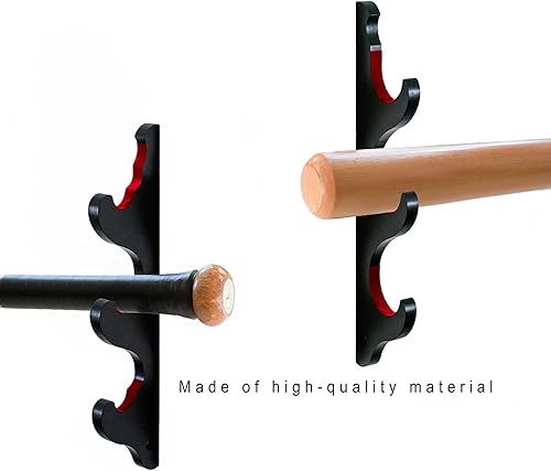 Miniatura 5 de Estante de exhibición de bates de béisbol, soporte para bates de sóftbol para exhibición horizontal, estante de madera para murciélagos para