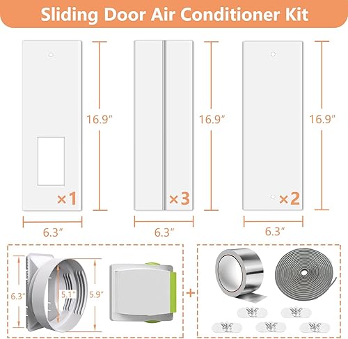Miniatura 6 de gulrear Kit de ventilación de puerta corrediza de aire acondicionado portátil, placa universal de sellado de puerta corredera de balcón para aire