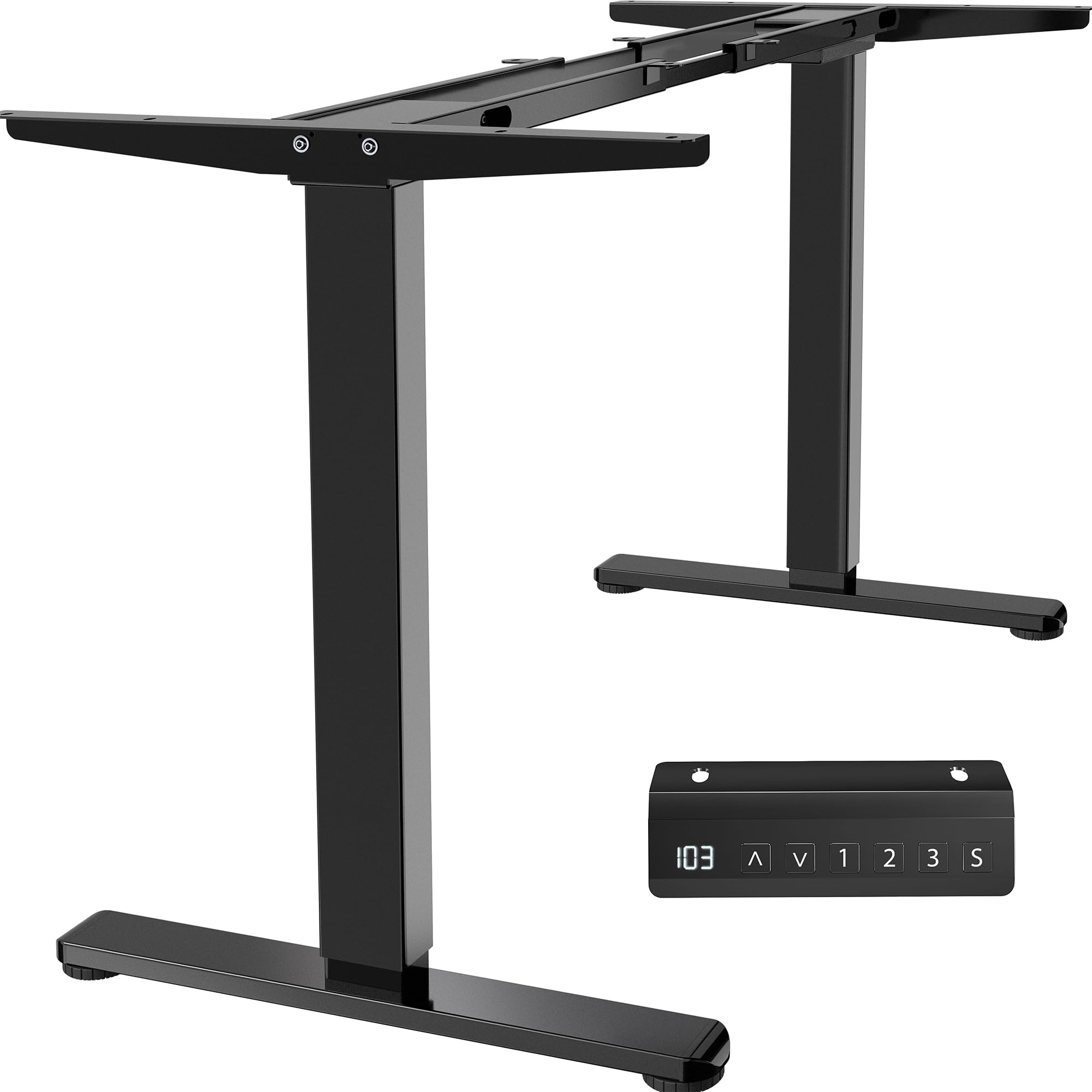 VIVO Electric Stand Up Desk Frame, DIY Workstation, Frame Only, Dual Motor Ergonomic Standing Height Adjustable Base with Memory Controller, Black, DESK-E-200B