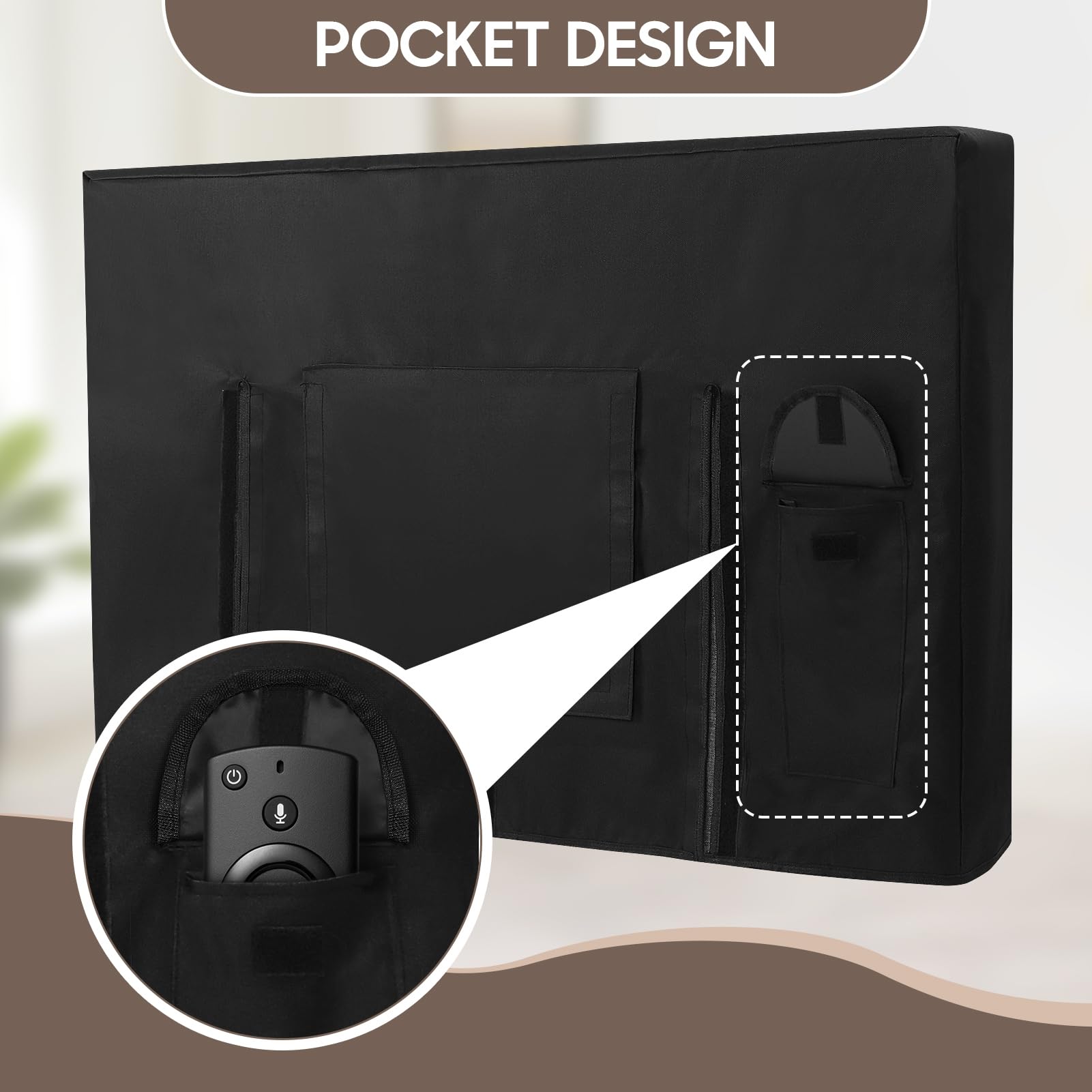 Gugxiom Cubierta para TV al aire libre 600D Oxford tela Patio TV cubierta impermeable resistente a la intemperie TV Protector de pantalla para exterior negro