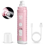 Casfuy Dog Nail Grinder with 2 LED Light for Large Medium Small Dogs - 3X More Powerful 2-Speed Electric Pet Nail Trimmer Rechargeable Quiet Painless Paws Grooming & Smoothing Tool