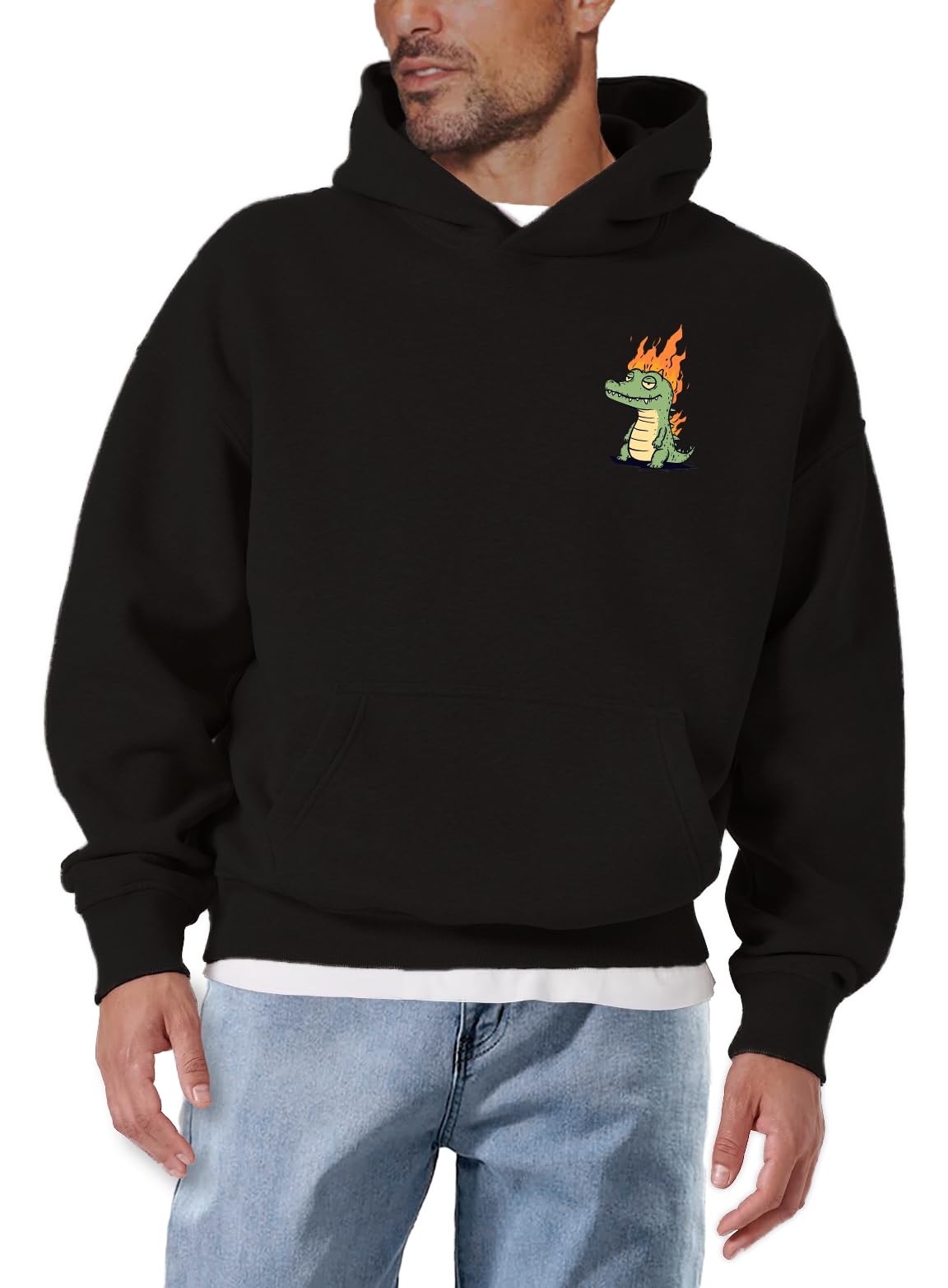 MAKAYA Sudadera con Capucha niño cocodrilo dragón - diseño Divertido Animal Retro