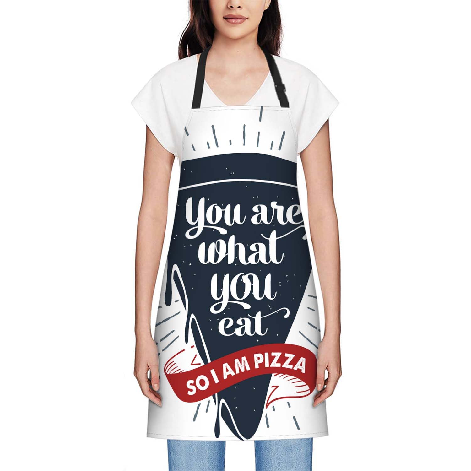 Smooffly You Are What You Eat Apron Adjustable Apron Cooking Kitchen Chef Women Men Aprons for Home Kitchen Restaurant - Image 2