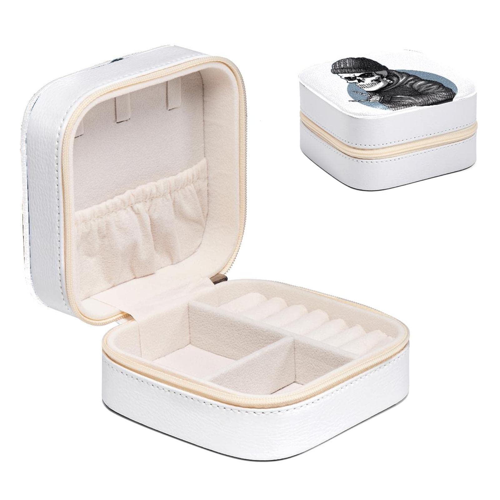 Organisateur de bijoux crâne funky boîte compacte pour ranger ses bagues en voyage