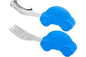 Perfect Toddler Utensils for Your Little Car Enthusiast - Secure Grip for Adventure-Ready Meals