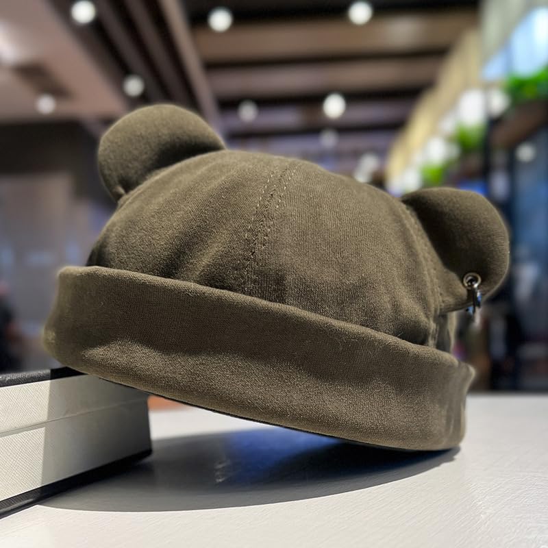Image of Winter Beanie Hats For Women Men Warm Thickened Cap Unisex Street Fashion Bear Ear Hip Hop Street Fashion