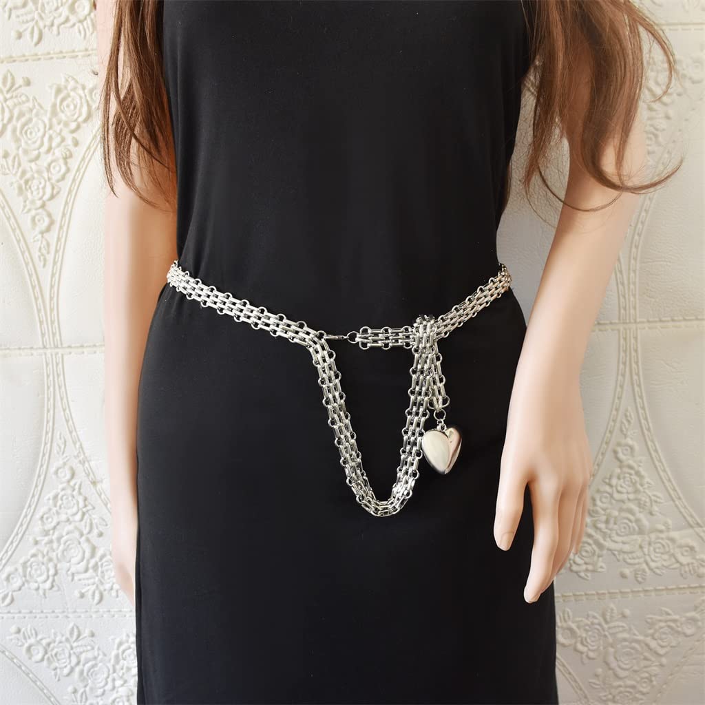 RWRAPS Ciondolo d'Amore Catena in Vita Cintura a Catena in Argento Catena Decorativa Versatile (Argento Come Mostrato)