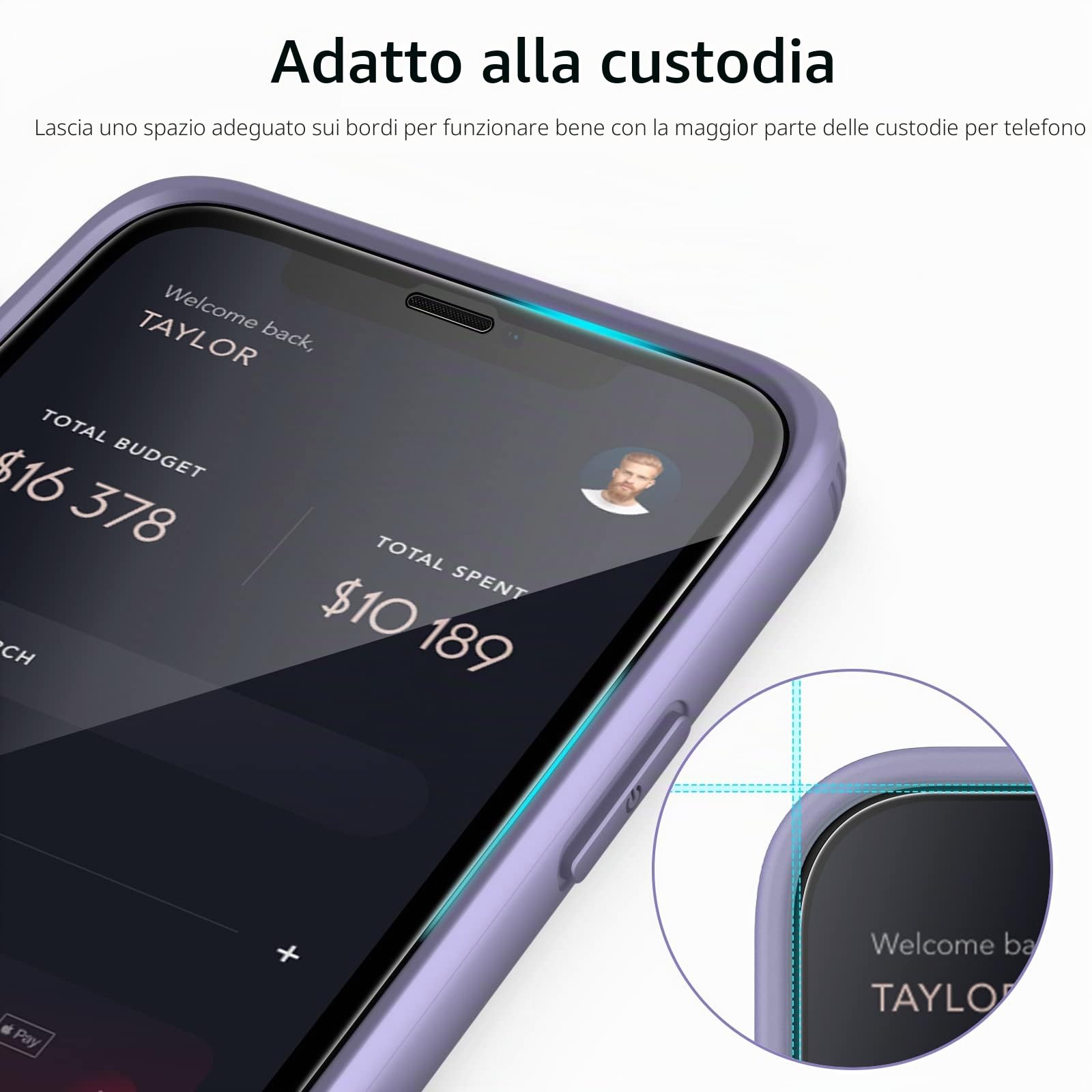 JETech Pellicola Protettiva a Copertura Totale per iPhone 11/XR 6,1 Pollici, Bordo Nero, Vetro Temperato Film con Strumento di Installazione Facile, Compatibile con Cover, HD Chiaro, Pacco da 3
