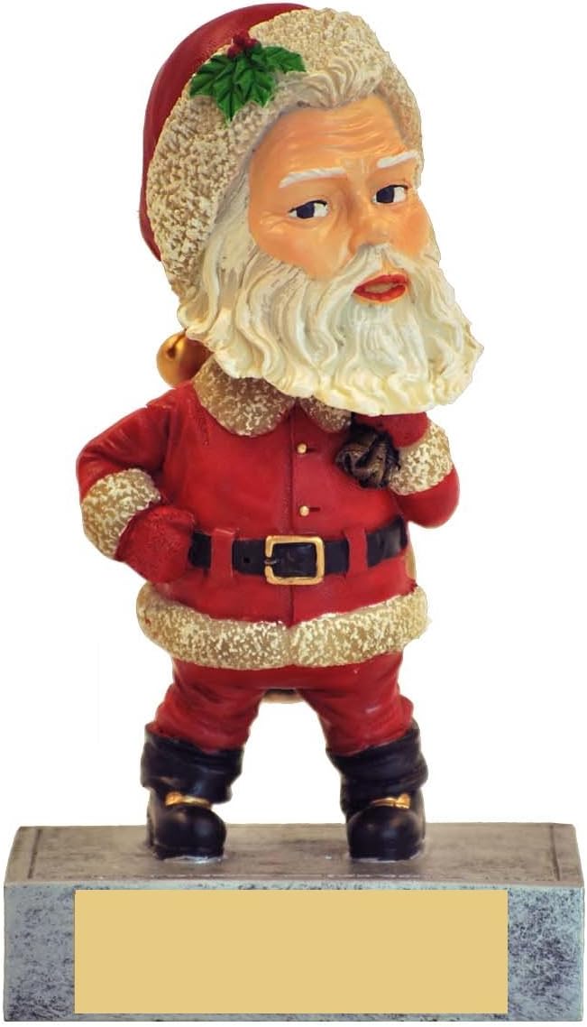 Santa Claus Bobble Head Trophy with 3 Lines of Custom Text