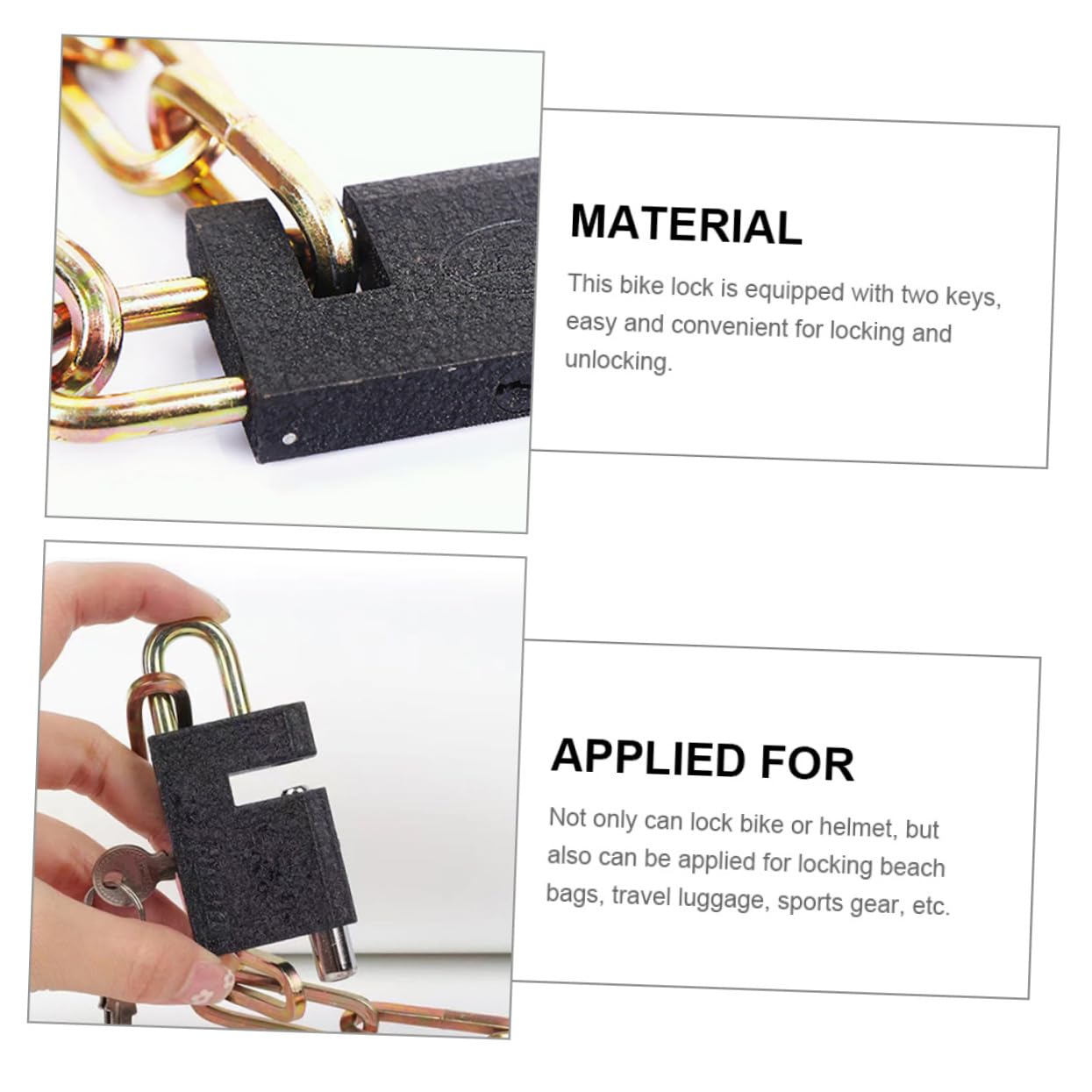 KOMBIUDA Bike Chain Lock Sturdy -Theft Lock for and Scratch Includes Keys Material Versatile for and Motorbikes