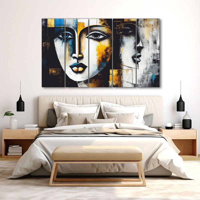Image of The Castle Decor Woman abstract painting with frame Big Size 36x60 Wall art for living room,Bedroom,Drawing room,Hotels-Wooden Framed-301
