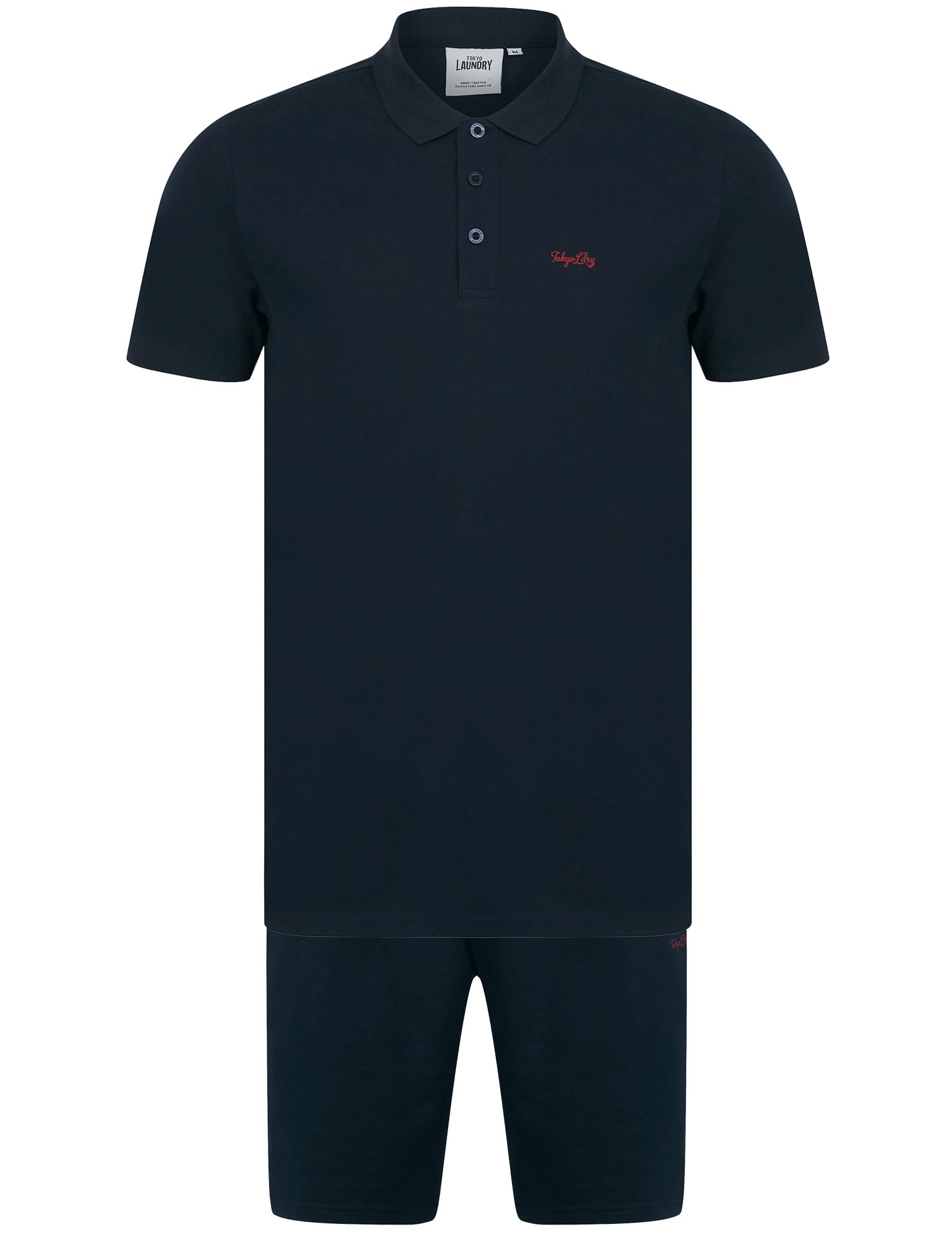 Tokyo Laundry Men's Sky Captain Navy 'Andrius' Cotton Pique Polo Shirt And Jogger Shorts Set