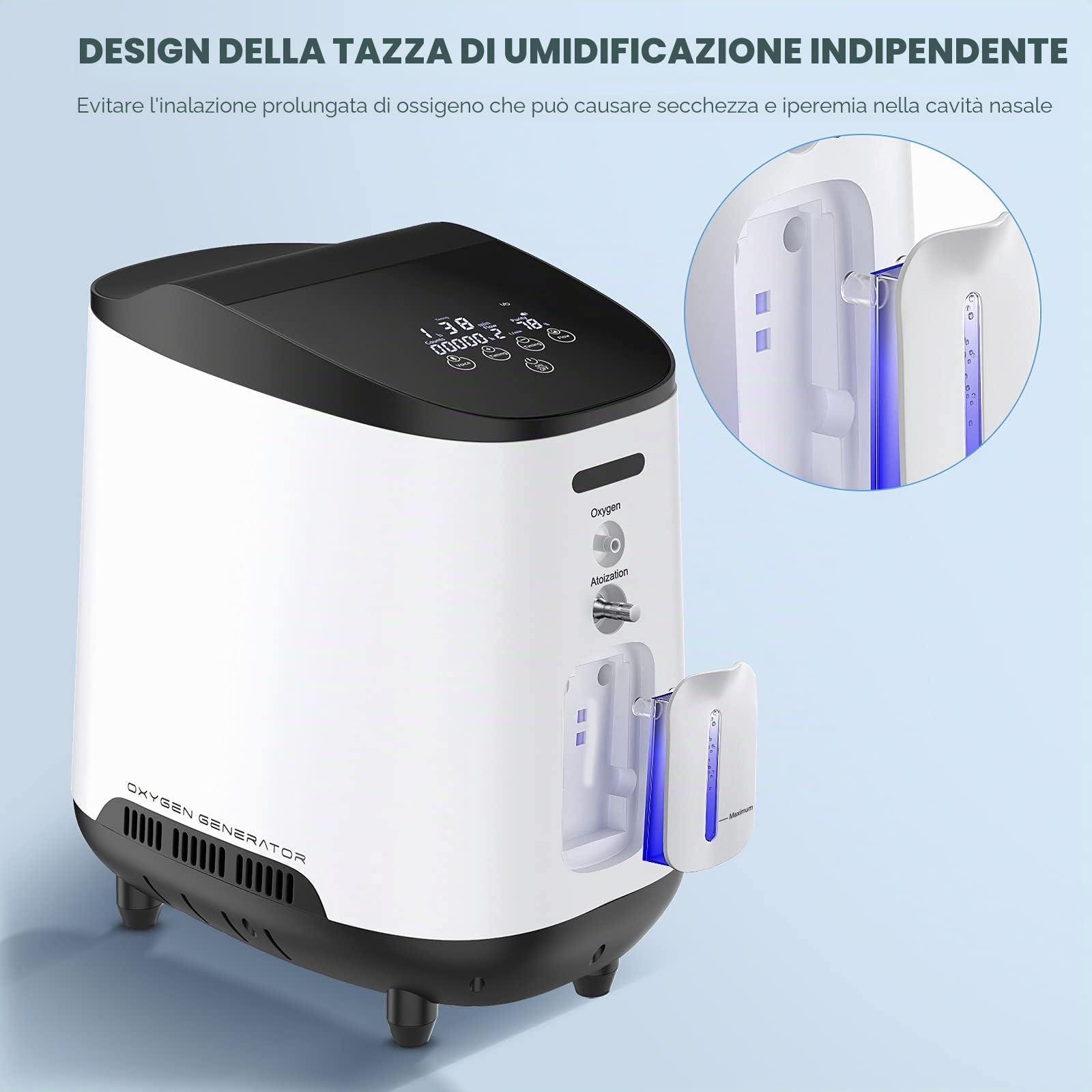 Generatore di ossigeno continuo 1 – 7 l/min concentrato di ossigeno regolabile per uso domestico 30% – 93% AC220 V 50 Hz per concentratore di ossigeno domestico