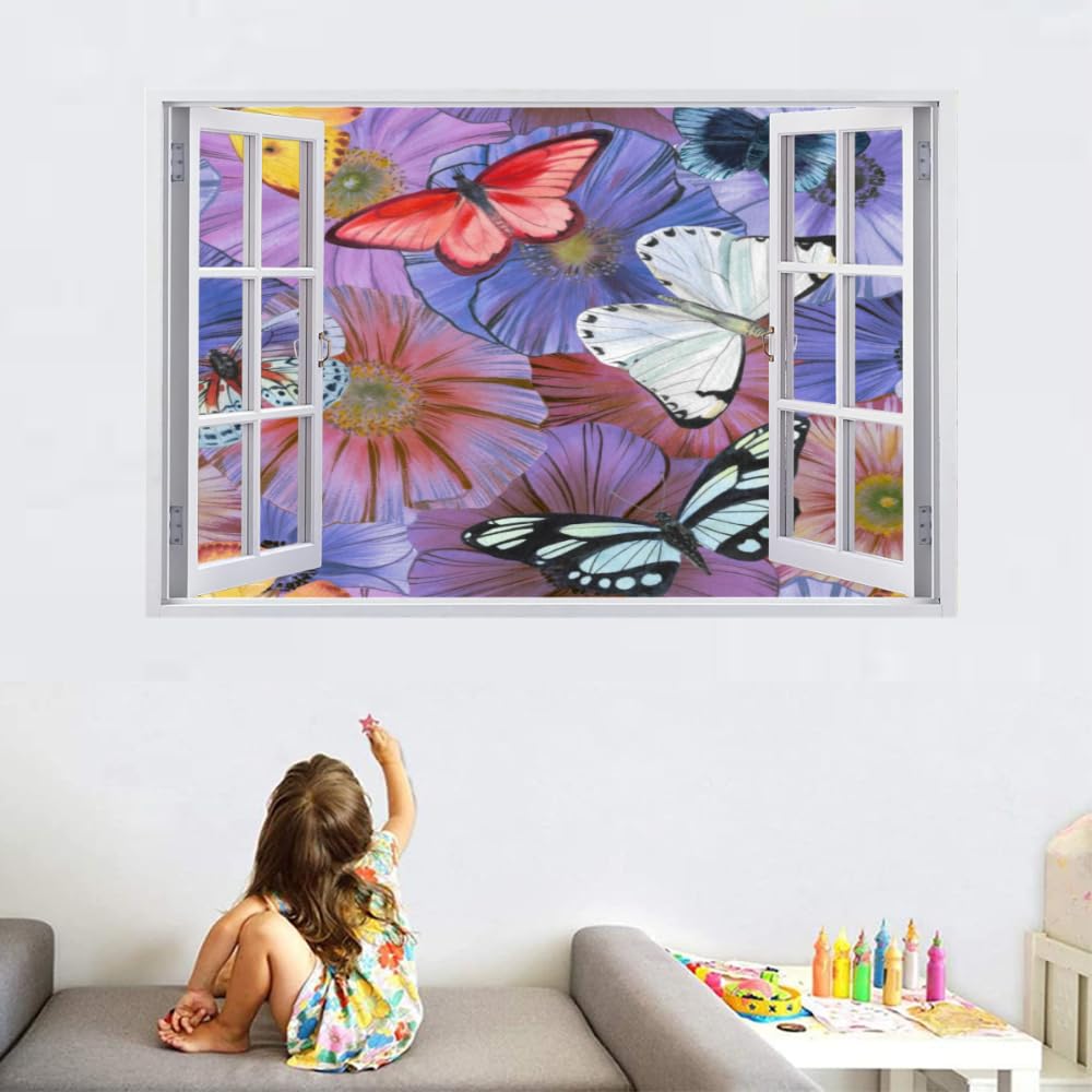 Sticker Mural 3D Papillon Autocollant De Tatouage Mural Brisé Décor De Chambre À Coucher Pour Garçons Autocollants Muraux Fleur Pour Bébé Pépinière Fille Enfants Chambre Mur Décors