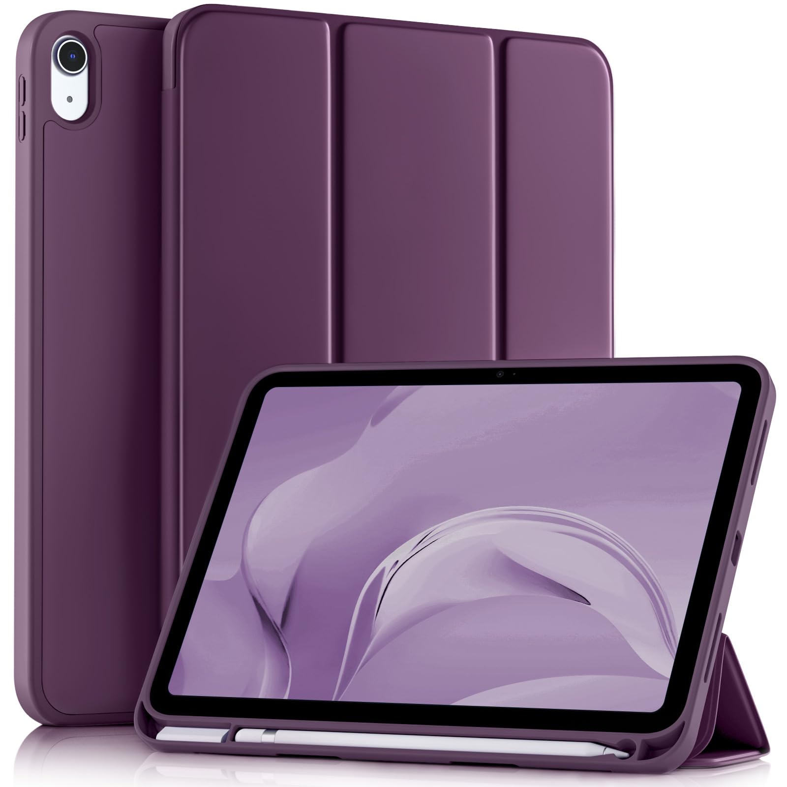 Photo 1 of Akkerds Compatible with iPad (A16) 11th Generation Case 11 Inch 2025, for iPad 10th Generation Case 10.9 Inch 2022 with Pencil Holder,Slim Trifold Stand Protective Cover with Soft TPU Back,BerryPurple