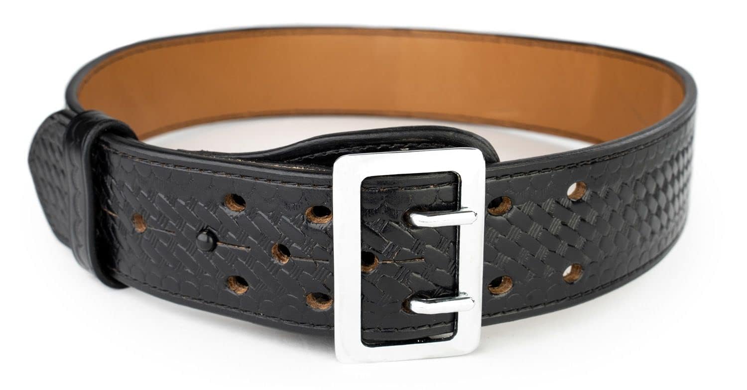 First Class 2 1/4" Basket Weave Leather Belt, Black, 44
