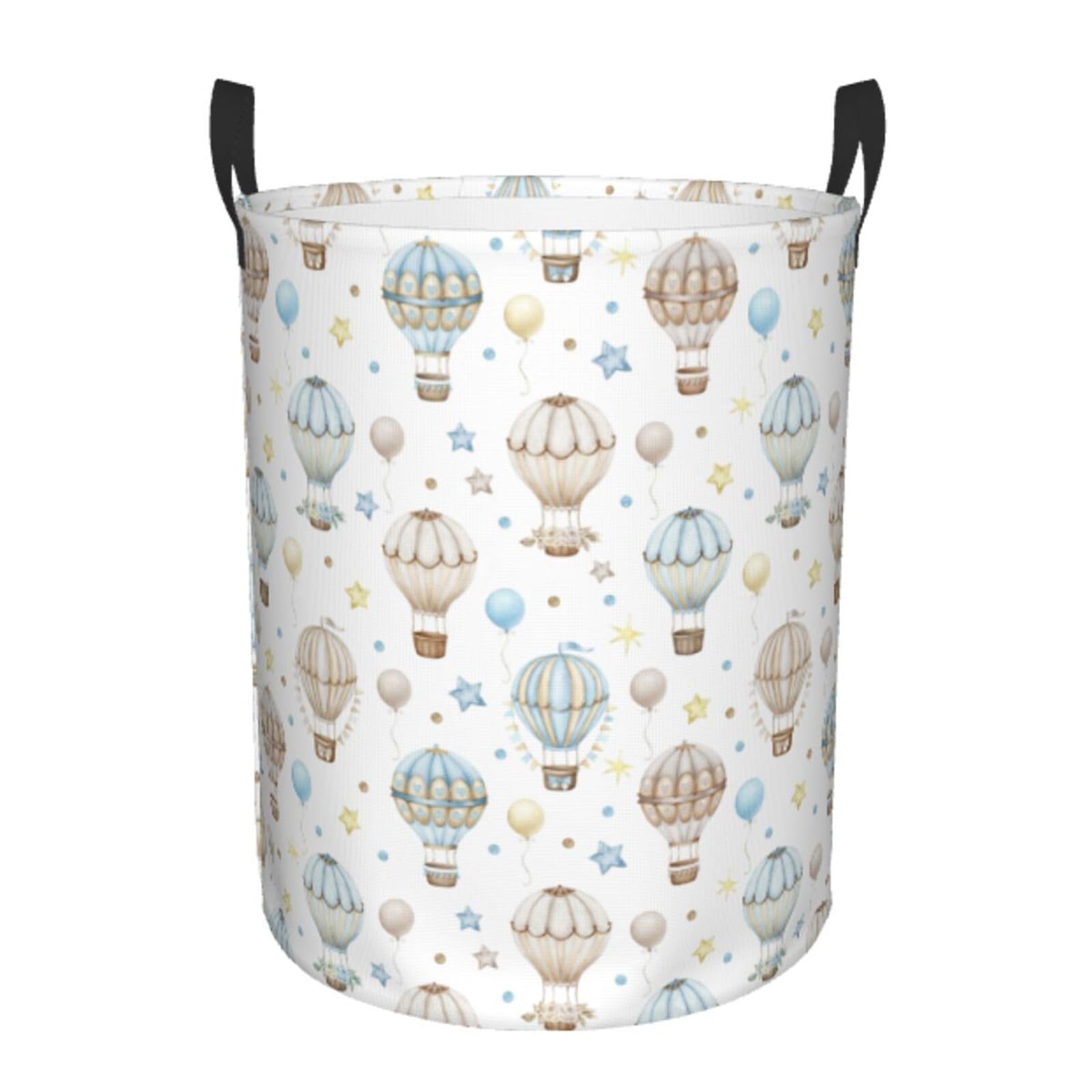 Gbuzozie Watercolor Hot Air Balloon Round Laundry Hamper Storage Basket Toys Clothes Organizer Bin For Home Bathroom Bedroom Dorm Nursery, 62l