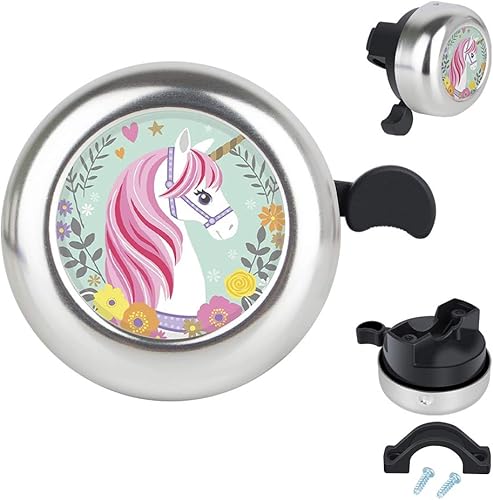 MZELQ Campana de bicicleta con bonito sonido claro tamaño ajustable accesorios de bicicleta de aluminio anillo de campana para niñas mujeres niños y