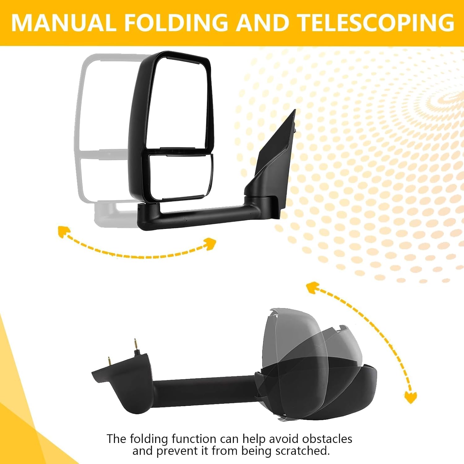 Towing Mirrors for 2003-2019 Chevy Express GMC Savana 1500 2500 3500 Manual Telescoping Black Driver and Passenger Side Left Right Pair Set
