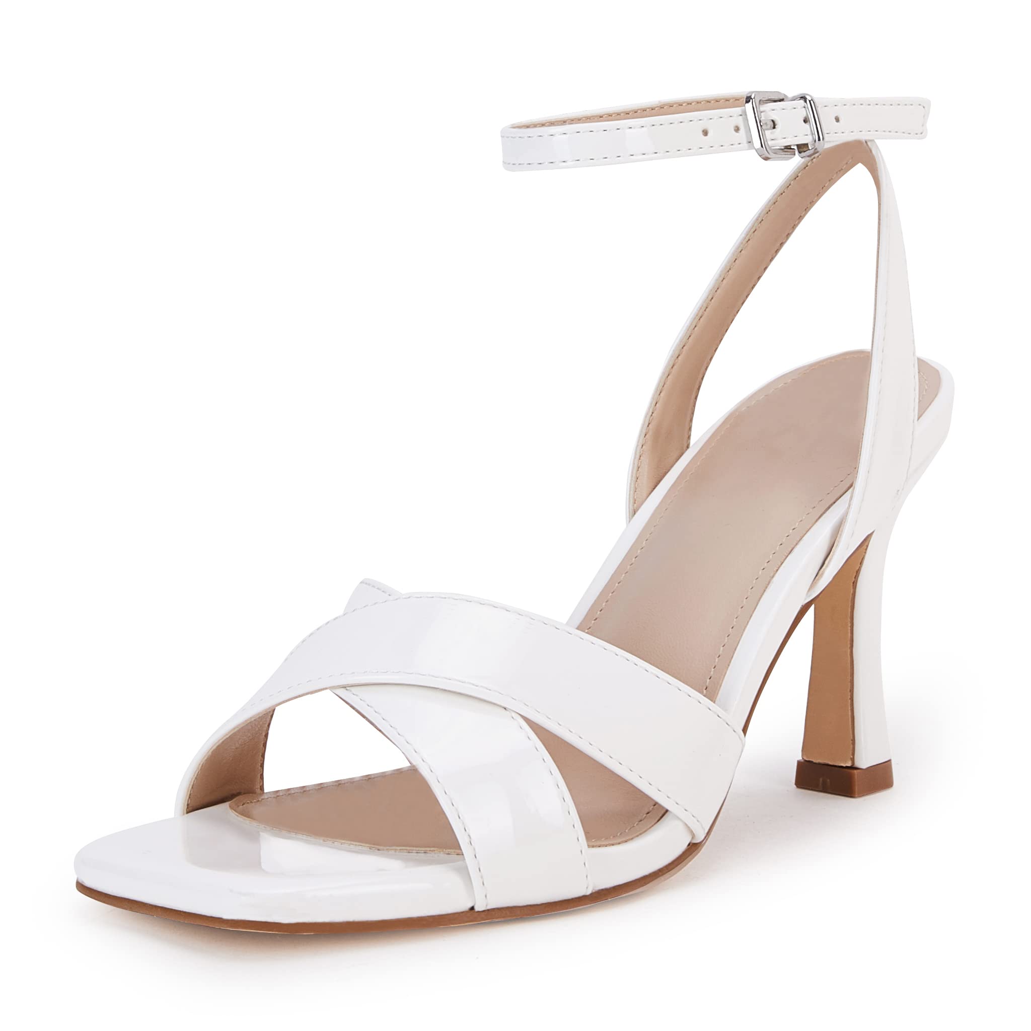 Women's Retro Casual Solid Buckle Strap Square Toe Hi-Heels Shoes main image 1