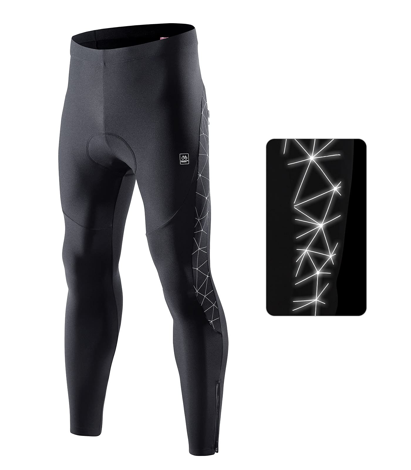 Santic Cyclisme Pantalons Homme,VTT Pantalon de Vélo Cycliste Respirant Rembourré 4D Gel Collant Long pour Cyclisme,Moto,VTT,MTB (Noir-018