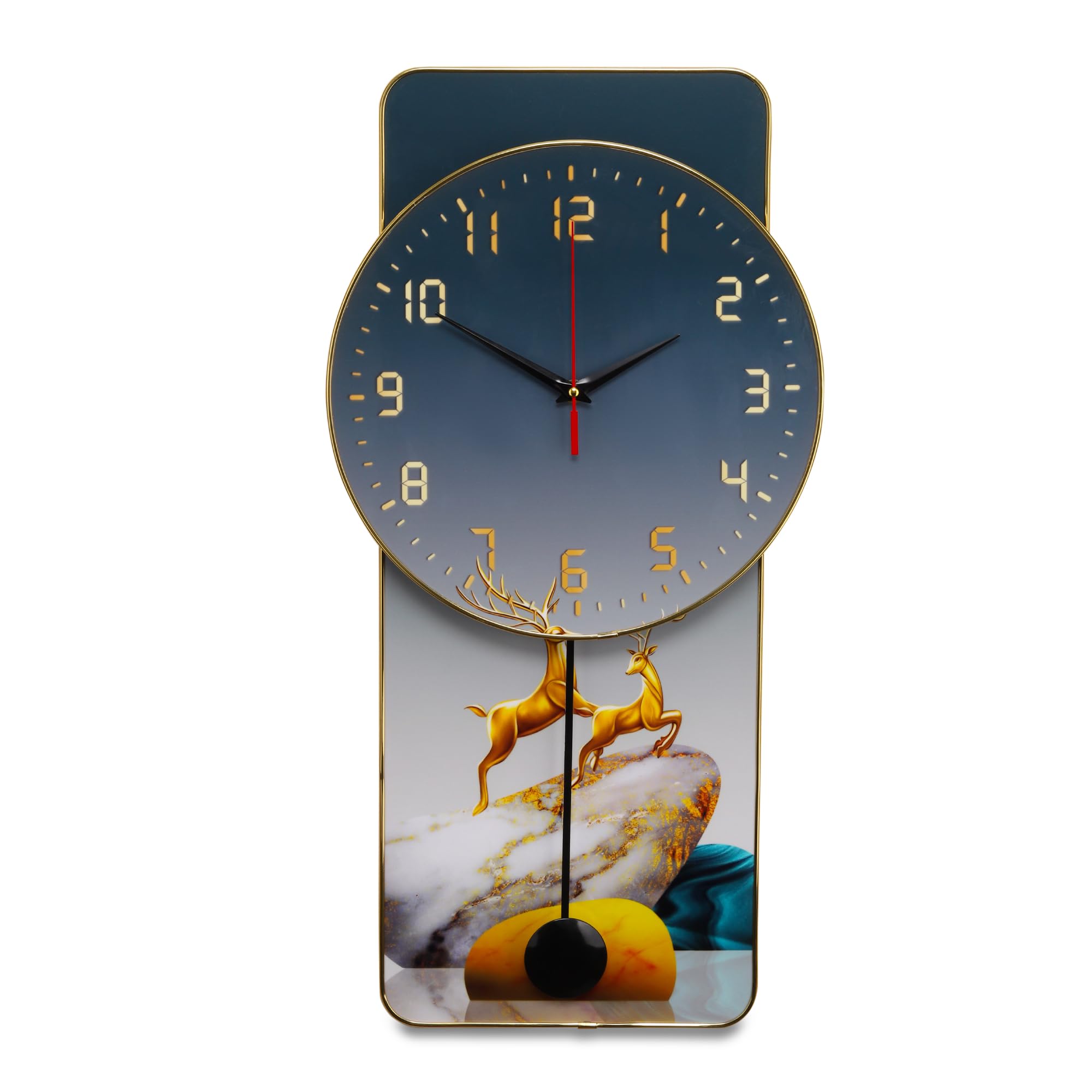 Amazon Brand - Umi Tempered Glass Silent Stylish Decorative Home Decor Pendulum Wall Clock with Wall Art Painting for Living Room Bedroom Home Hotel Decoration Housewarming Gift (UC_PD_46185) (B0D9C12FD3) Amazon Price History, Amazon Price Tracker
