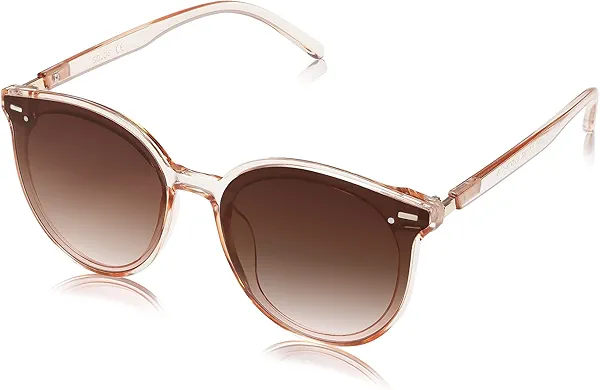 SOJOS Classic Round Sunglasses for Women Men Retro Vintage Shades Large Plastic Frame Sunnies SJ2067 with Crystal Brown Frame/Brown Lens