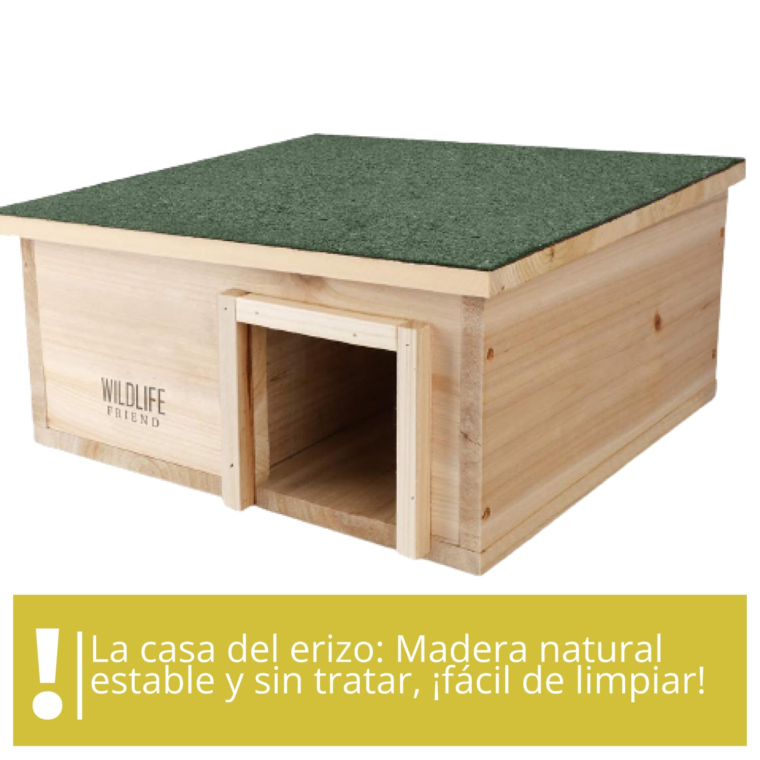 Wildlife Friend Caseta de Madera para erizos, Protege a tu Mascota de la interperie, Casa para jardínes Exteriores, Tamaño 40cm x 40cm x 19cm, Prepara el Nido y Protege a tu Mascota