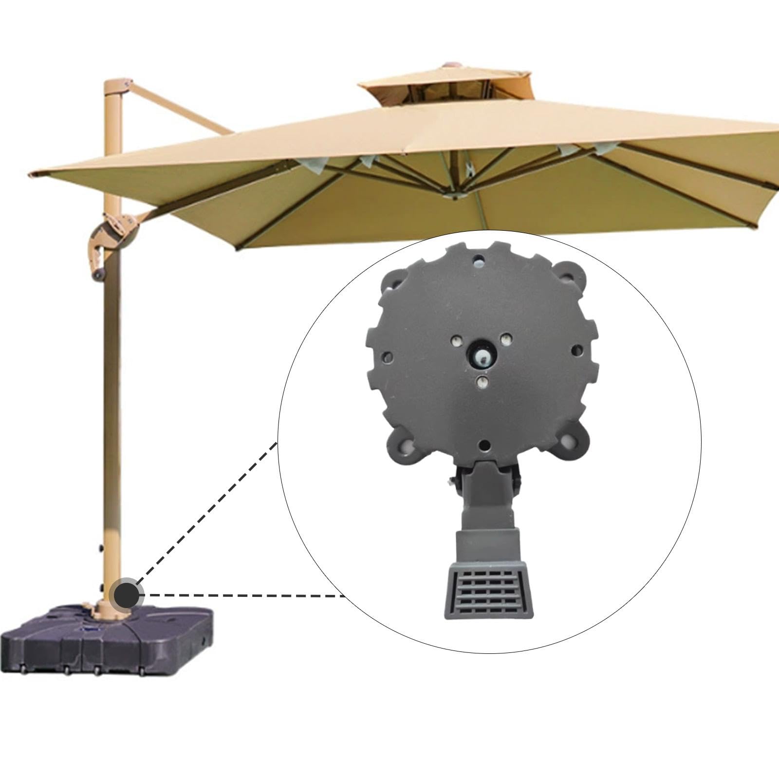 F Fityle Base de parasol de terrasse rotative à 360°, accessoire de parasol extérieur, support de extérieur, pièce de rechange pour camping, fête en plein air