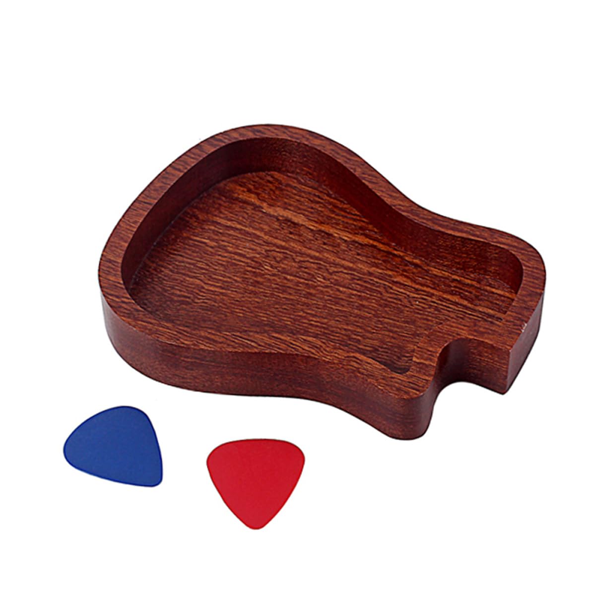 SUPVOX Wooden Guitar Plectrum Storage Box with Color Picks Durable Guitar Pick Holder with Polished Finish Random Color
