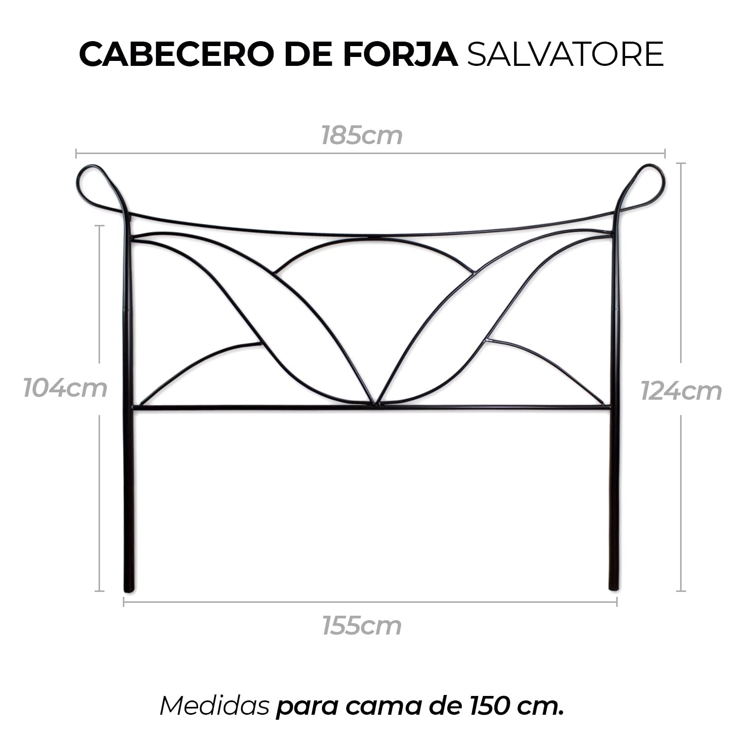 Genérico Tete de Lit CABECERO DE FORJA Nacional Salvatore (para Cama de 150cm, White)