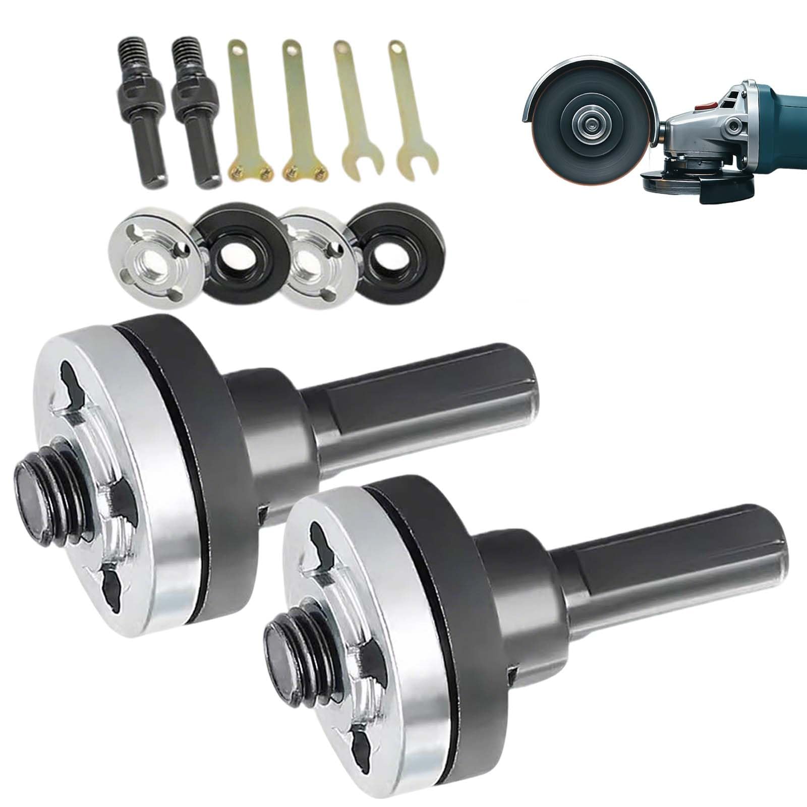 2 Sets Angle Grinder Adapter for Drill, Electric Drill Angle Grinder Connecting Rod with Replacement Nuts and Spanner Wrench Conversion Tool Drilling Arbor Mandrel Adaptor