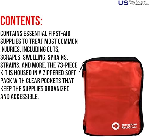 Miniatura 2 de American Red Cross Producto con licencia oficial, kit de primeros auxilios, 73 piezas de suministros médicos de emergencia para tratar lesiones