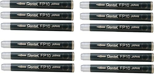 Pentel Arts - Recambios de cepillo de bolsillo, tinta negra, juego de 12