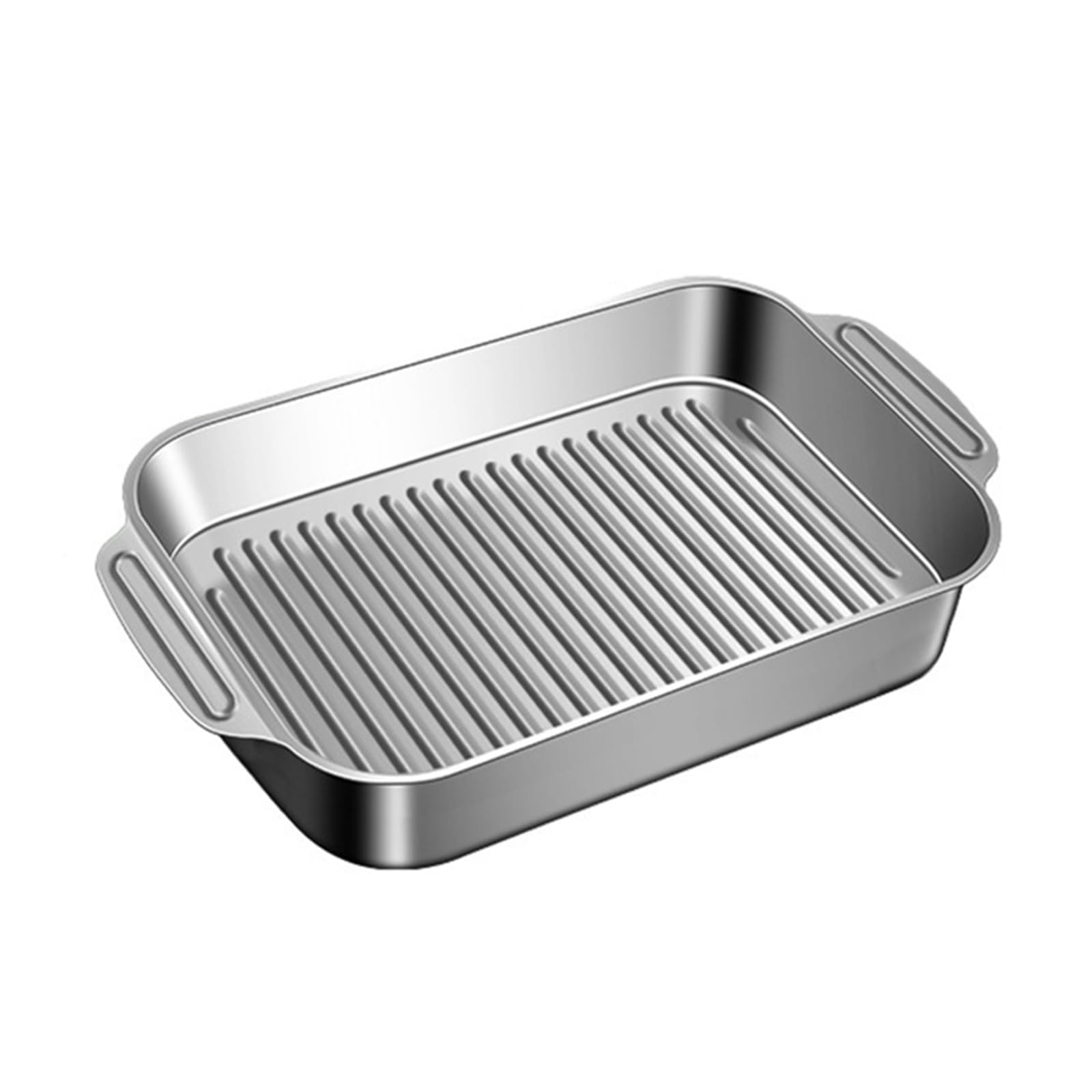 Plat à rôtir rectangulaire en acier inoxydable avec poignées – Plaque de cuisson anti-adhésive pour lasagnes, viande, poulet, poisson – Passe au lave-vaisselle – Plaque de cuisson profonde idéale pour