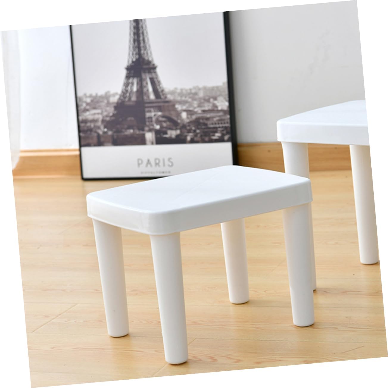 Kichvoe Non Slip Low Stool Thickened Plastic Footrest for Bathroom and Living Stable Skid Seat for Boys and Comfortable and White