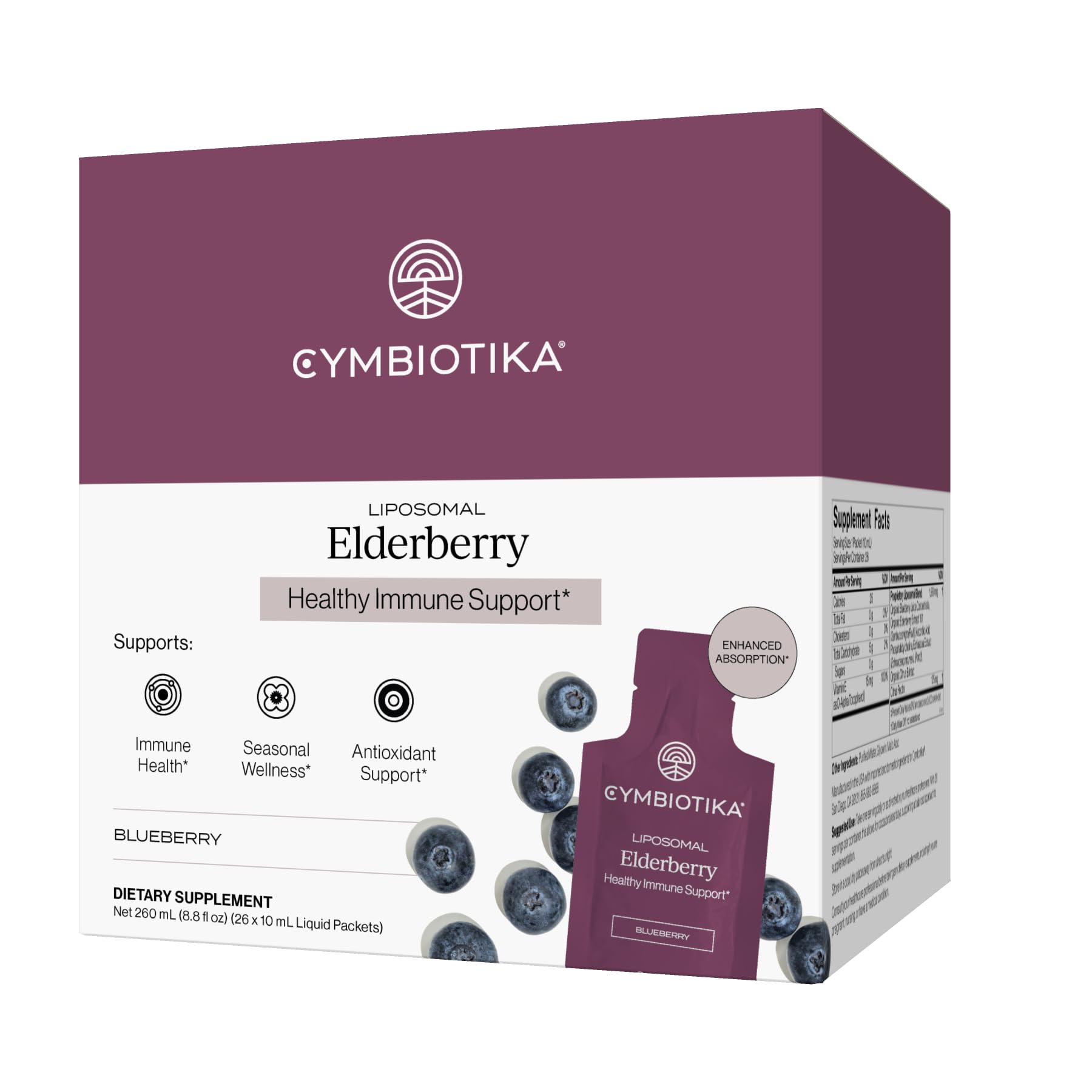 CYMBIOTIKA Liposomal Elderberry with Vitamin E for Immune Support